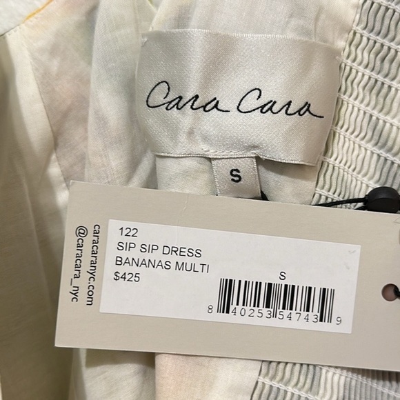 Cara Cara Sip Sip White Puff Sleeve Dress in Banana Fruit Print - S - Picture 7 of 8